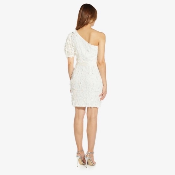 Adrianna Papell Embroidered 3D Floral Lace Single Sleeve Sheath Dress - Picture 2 of 9